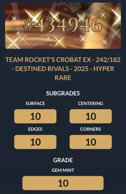 Team Rockets Crobat EX SV Destined Rivals Hyper Rare Card 242/182 Ace 10 - Image 3