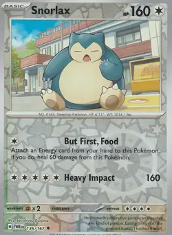 Snorlax 136/167 - Pokemon TCG TWM Twilight Masquerade NM Reverse Holo - Image 1