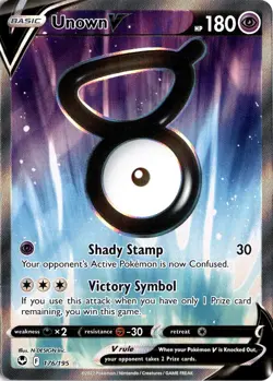 *NEAR MINT HOLO* Unown V (Full Art) 176/195 Pokemon SWSH12: Silver Tempest Card - Image 1