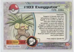 Exeggutor Italian Topps Pokemon TV Animation Edition Series 2 #103 2000 04qn - Image 2