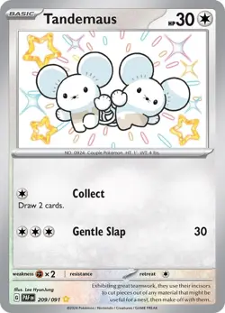 Pokemon Tandemaus - 209/091 Paldean Fates Holo Shiny Rare Art Card - NM/M - Image 1