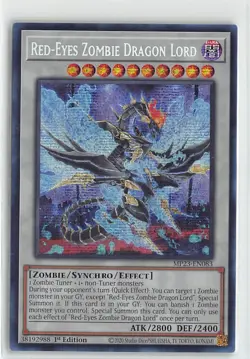 YuGiOh Dueling Heroes Tins Red-Eyes Zombie Dragon Lord Secret Rare #MP23-EN083 - Image 1