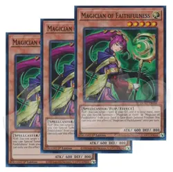 Yugioh - Magician of Faithfulness x 3 - 1st Edition Super Rare NM - Free Holo - Image 1