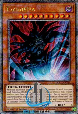 Yugioh RA03-EN223 Tragoedia Quarter Century Secret Rare 1st Edition - Image 1