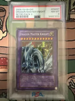 2009 Yu-Gi-Oh! Retro Pack RP02-EN097 Dragon Master Knight Secret Rare PSA 8 - Image 1