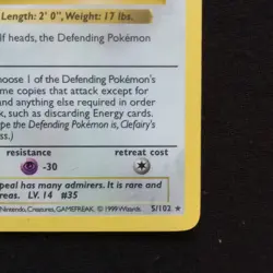 #5 Clefairy 5/102 Base Set Shadowless 1st Edition Holo Pokemon Card TCG - Image 4