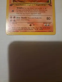 Moltres Pokemon Card Wildfire & Dive Bomb Moves 1st Ed! - Image 2