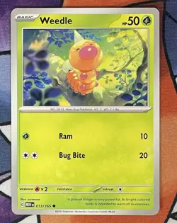 Weedle 013/165 NM / M - 151 Scarlet Violet Pokemon Card TCG - Image 1