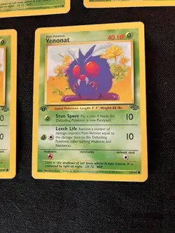 First Edition Venonat 40 HP Pokemon Jungle TCG Card 63/64 - Lot of 5 - Image 4