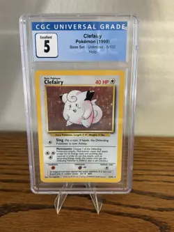 Pokemon TCG Clefairy Holo Rare Base Set Unlimited 5/102 WOTC Vintage MP - Image 1