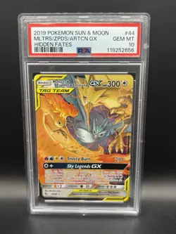 2019 POKEMON SUN & MOON HIDDEN FATES 44/68 MOLTRES & ZAPDOS & ARTICUNO GX PSA 10 - Image 1