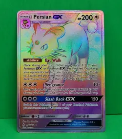 Pokemon MINT Condition Unbroken Bonds 227/214 Persian GX Secret Rainbow Rare - Image 2
