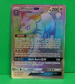 Pokemon MINT Condition Unbroken Bonds 227/214 Persian GX Secret Rainbow Rare - Image 3
