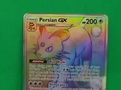 Pokemon MINT Condition Unbroken Bonds 227/214 Persian GX Secret Rainbow Rare - Image 4
