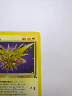 Zapdos 30/62 Rare LP | Pokemon Unlimited Fossil 1999 - Image 2