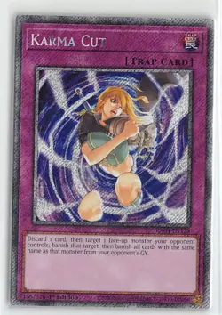 YuGiOh Quarter Century Stampede Karma Cut Platinum Secret Rare #RA04-EN128 - Image 1