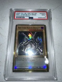 2020 YUGIOH 1ST EDITION RED EYES BLACK DRAGON MAXIMUM GOLD PSA 9 #89076377 - Image 1