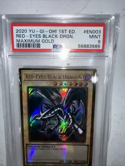 2020 YUGIOH 1ST EDITION RED EYES BLACK DRAGON MAXIMUM GOLD PSA 9 #89076377 - Image 3