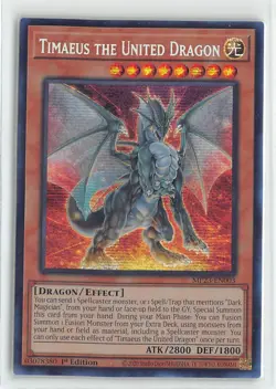 YuGiOh Dueling Heroes Tins Timaeus The Untied Dragon Secret Rare #MP23-EN003 - Image 1