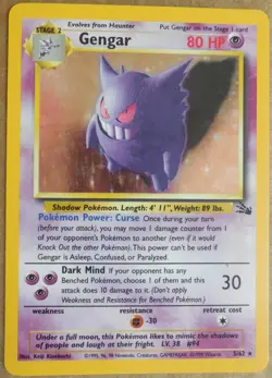 Gengar 5/62 Rare Holo Fossil Set Pokemon Card MP - Image 1