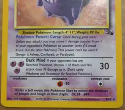 Gengar 5/62 Rare Holo Fossil Set Pokemon Card MP - Image 3