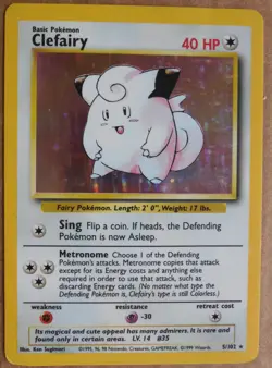 Clefairy 5/102 Rare Holo Base Set Pokemon Card LP/MP - Image 1