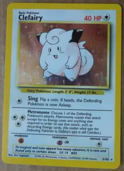 Clefairy 5/102 Rare Holo Base Set Pokemon Card LP/MP - Image 1