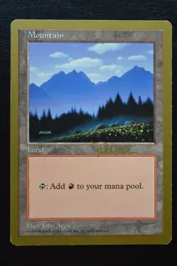 Magic The Gathering MTG MOUNTAIN (443) WCD 1997: Janosch Kuhn MP Played - Image 1