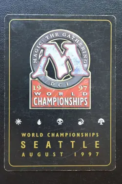 Magic The Gathering MTG MOUNTAIN (443) WCD 1997: Janosch Kuhn MP Played - Image 2