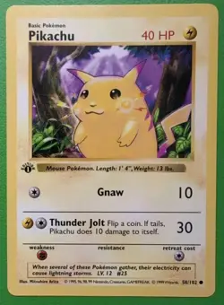 Pikachu 1st Edition Shadowless Pokemon Card Base Set 58/102 English NM - Image 1