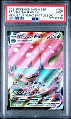 2021 Pokemon VENUSAUR VMAX Full Art Battle Box Promo #SWSH102 PSA 9 Mint Holo - Image 1