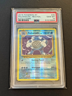2016 Pokemon XY Evolutions Poliwrath Reverse Holo #25 PSA 10 GEM MINT - Image 1