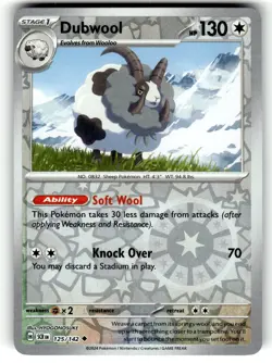 Pokemon Stellar Crown Dubwool 125/142 Reverse Holo - Image 1