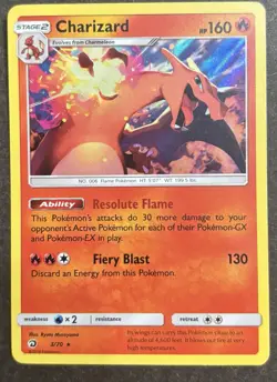 Charizard 3/70 Dragon Majesty 2018 Holo Pokemon, Light-Play/Near-Mint Condition - Image 1