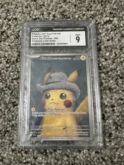 2023 POKEMON X VAN GOGH PROMO #085 PIKACHU WITH GREY FELT HAT CGC 9 - Image 1