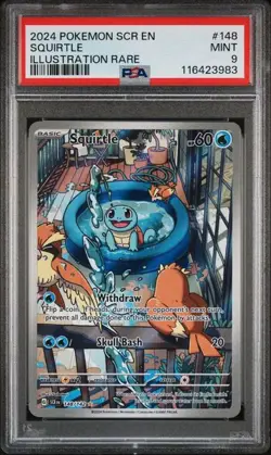 Squirtle Illustration Rare 148/142 - PSA MINT 9 - 2024 Stellar Crown Pokemon TCG - Image 1