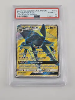 2017 POKEMON SM GUARDIANS RISING 134 FULL ART VIKAVOLT GX PSA 10 GEM MINT - Image 1
