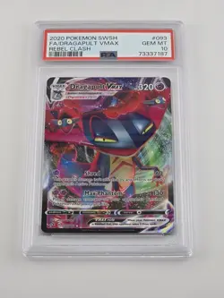 2020 POKEMON SWORD & SHIELD REBEL CLASH #093 FULL ART/DRAGAPULT VMAX PSA 10 - Image 1