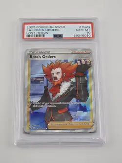 2022 POKEMON SWORD & SHIELD LOST ORIGIN #TG24 FULL ART/BOSS'S ORDERS PSA 10 - Image 1