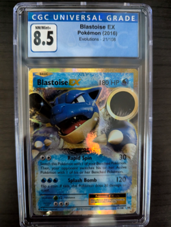CGC 8.5 NM/Mint+ Graded Pokemon 2016 Blastoise EX 21/108 XY Evolutions - Image 1