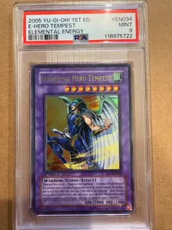 Yugioh Elemental Hero Tempest EEN-EN034 1/e Ultra Rare PSA 9 - Image 1