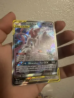 MEWTWO and MEW GX Tag TeamSun & Moon Holo Rare Black Star Promo Card SM191 MP - Image 2