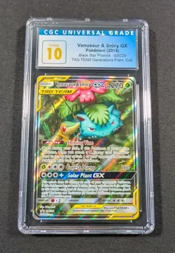 Pokemon Card Holo Venusaur & Snivy GX SM229 CGC 10 PRISTINE TAG TEAM Promo - Image 1