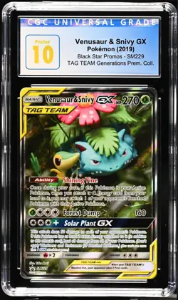 Pokemon Card Holo Venusaur & Snivy GX SM229 CGC 10 PRISTINE TAG TEAM Promo - Image 3