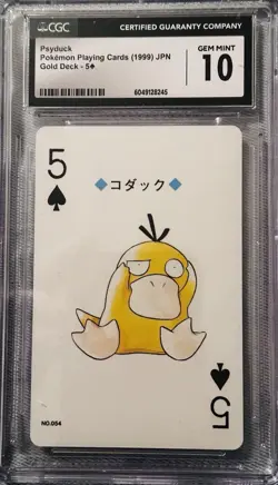 Pokemon Playing Poker Card (1999) Psyduck Gold Deck 5 Spade - Pop 6/GEM 10! - Image 1