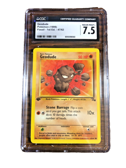 1st Edition Geodude Common #47 - CGC NEAR MINT+ 7.5 - 1999 Fossil - Pokemon TCG - Image 1