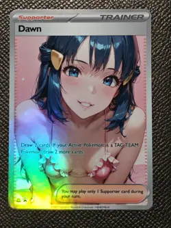 Dawn Waifu Pokemon Trainer Custom Full Art Holo Card - Image 1