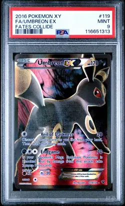 2016 POKEMON XY FATES COLLIDE #119 FULL ART/UMBREON EX PSA 9 - Image 1