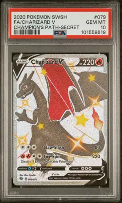 Pokemon Sword & Shield Champion's Path 079 Full Art/charizard V Secret PSA 10 - Image 1