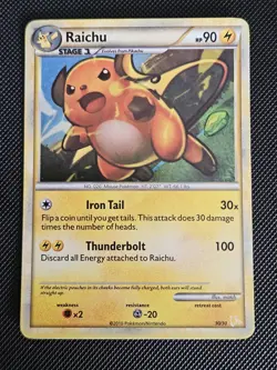 Raichu 30/30 Holo Rare - Pokemon TCG Heartgold & Soulsilver Trainer Kit LP - Image 1